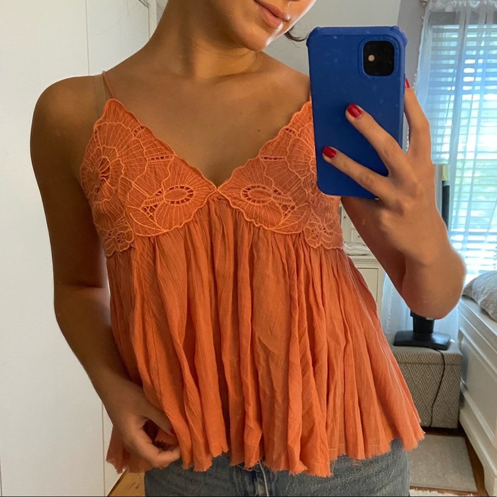 Free People Orange Tank Top